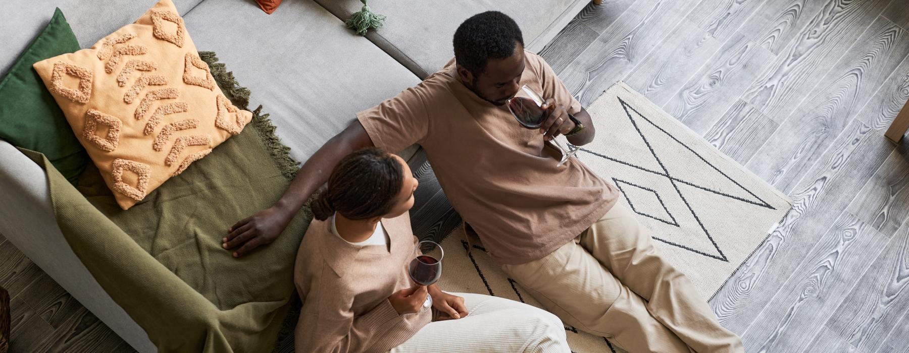 a man and a woman sitting on a couch
