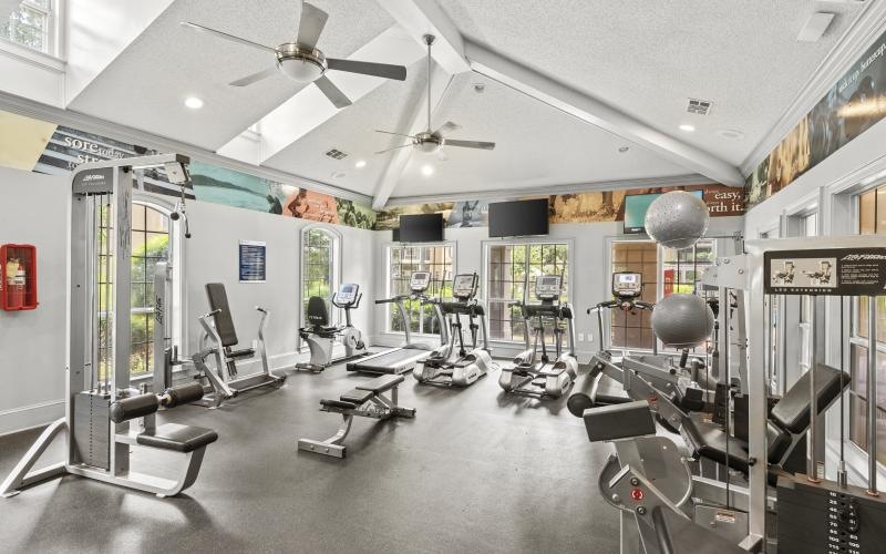 a gym with exercise equipment