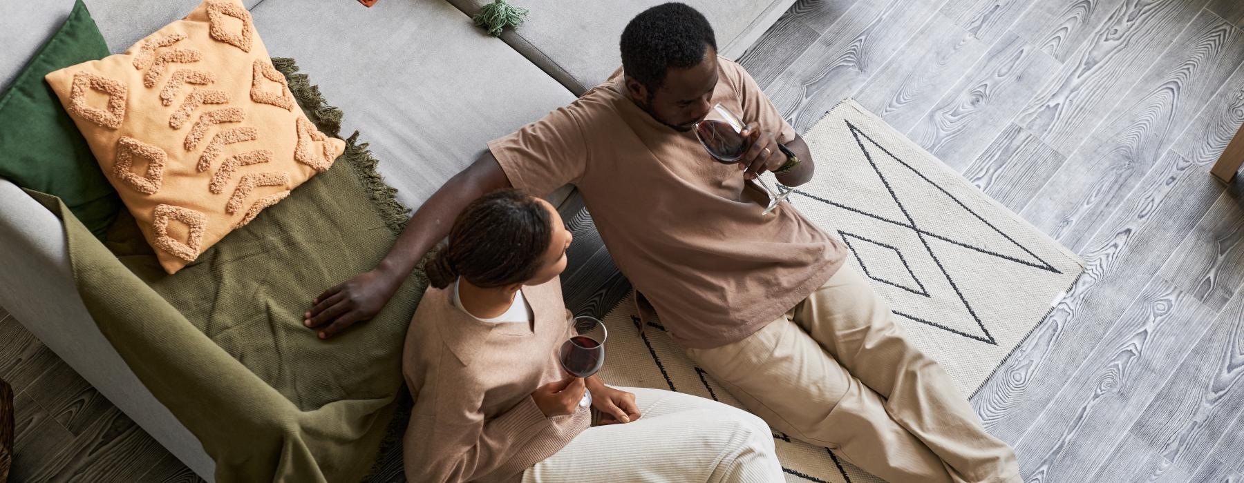 a man and a woman sitting on a couch